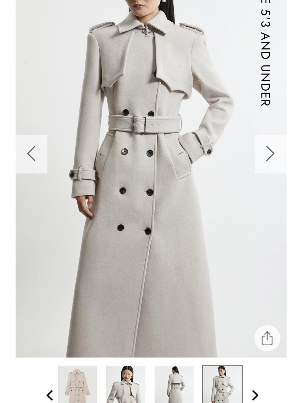 Karen Millen Double-Breasted Long Trench Coat in Light Beige Sz 12 US